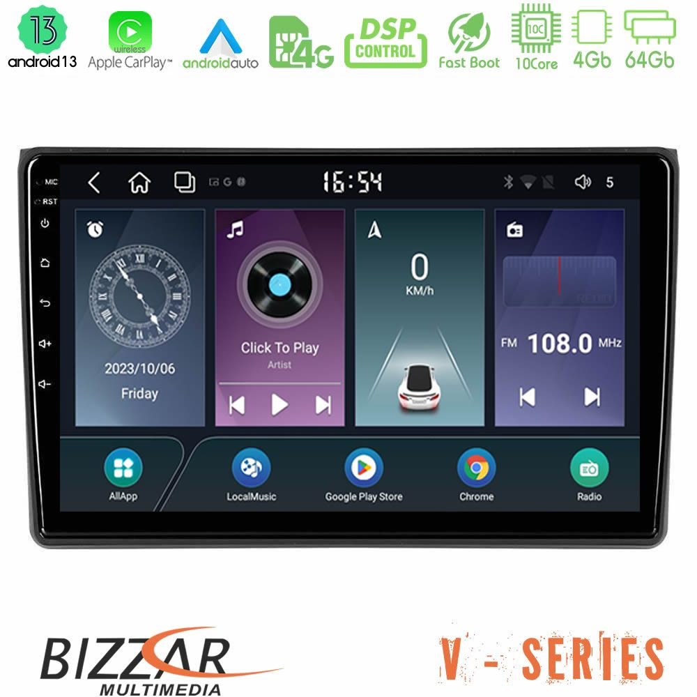 Bizzar v Series Audi a4 b7 10core Android13 4+64gb Navigation Multimedia Tablet 9 u-v-Au0827