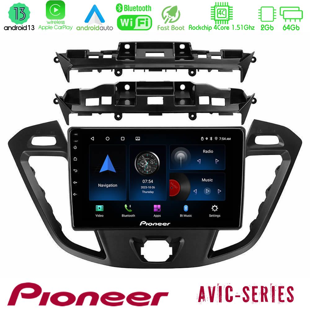 Pioneer Avic 4core Android13 2+64gb Ford Transit Custom/tourneo Custom Navigation Multimedia Tablet 9 u-p4-Fd680