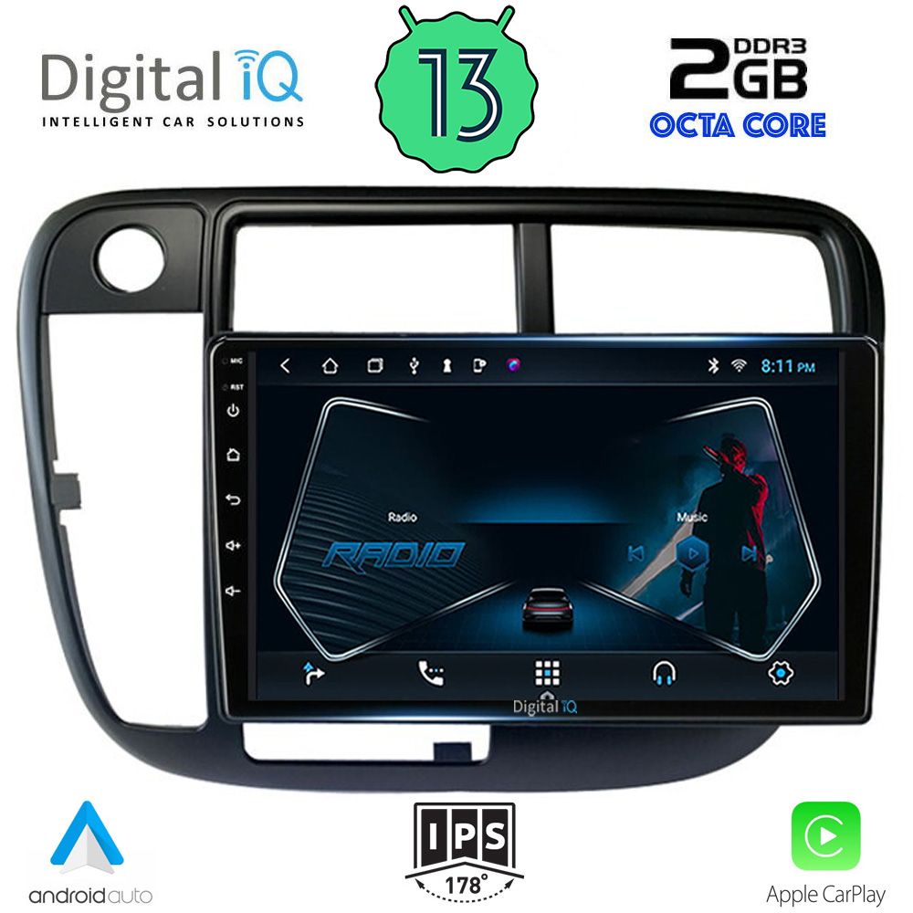 DIGITAL IQ RTC 5186_CPA CLIMA (9inc) MULTIMEDIA TABLET OEM HONDA CIVIC mod. 1995-2001