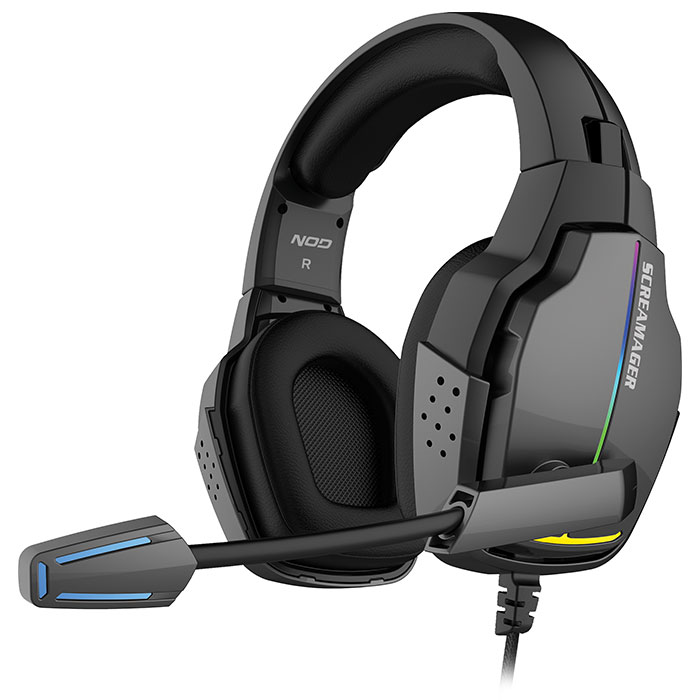 NOD SCREAMAGER Gaming headset με αναδιπλούμενο μικρόφωνο και rainbow RGB LED φωτισμό.