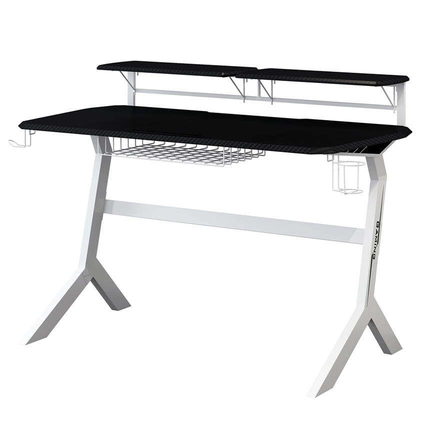 LC-POWER GAMING DESK WITH EXTRA SHELVES BLACK/WHITE