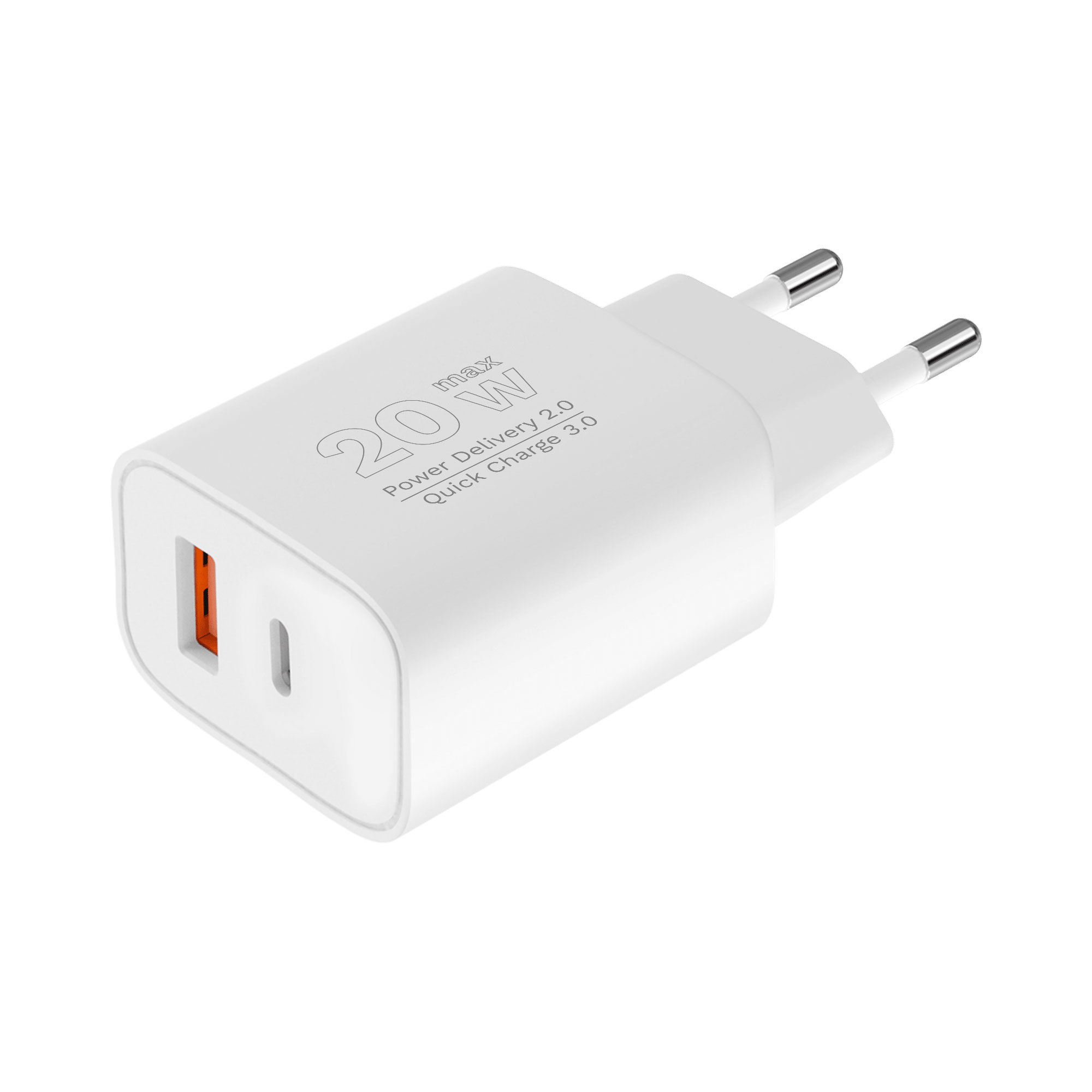 KM0854 . Φορτιστής USB A - USB C 20W με λειτουργία Power Delivery και Quick Charge Kruger&Matz GAN