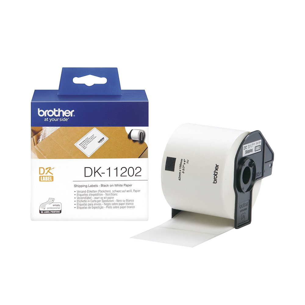 Brother DK-11202 Label Roll – Black on White, 62mm x 100mm (DK11202) (BRODK11202)