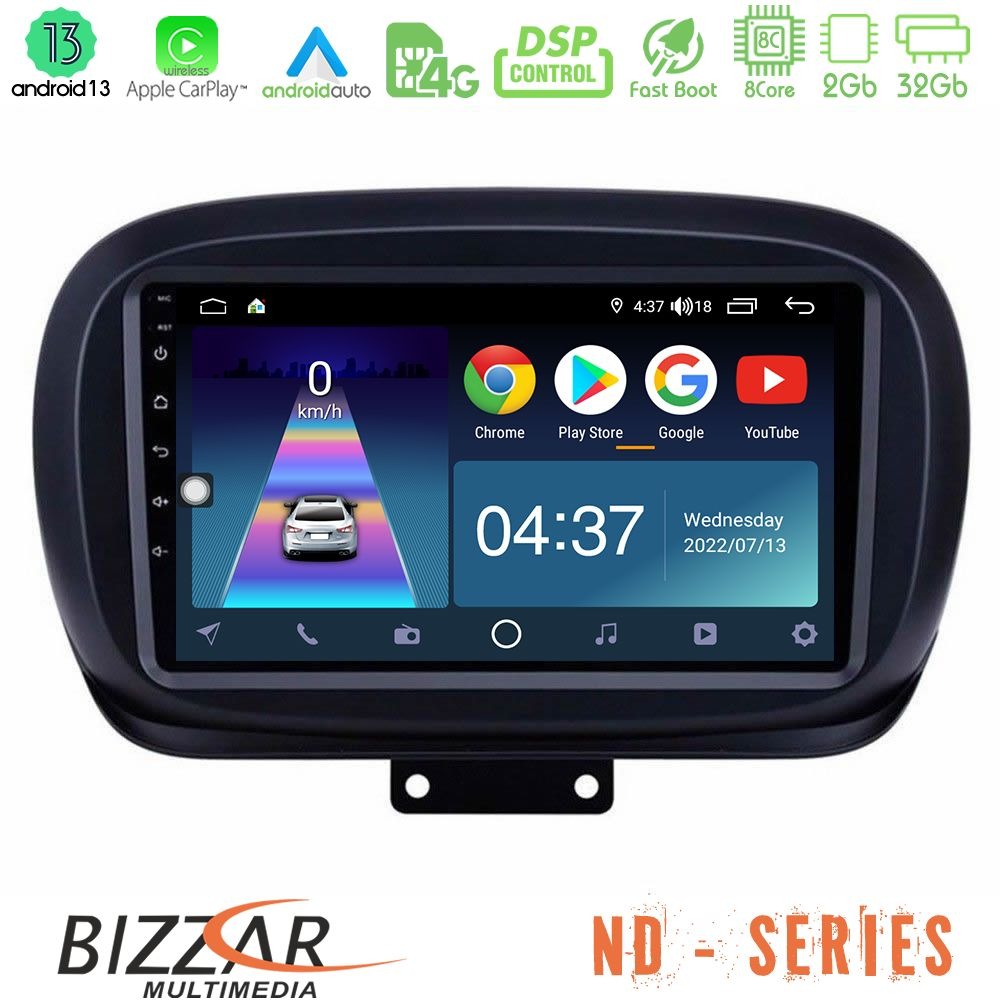 Bizzar nd Series 8core Android13 2+32gb Fiat 500x Navigation Multimedia Tablet 9 u-nd-Ft230