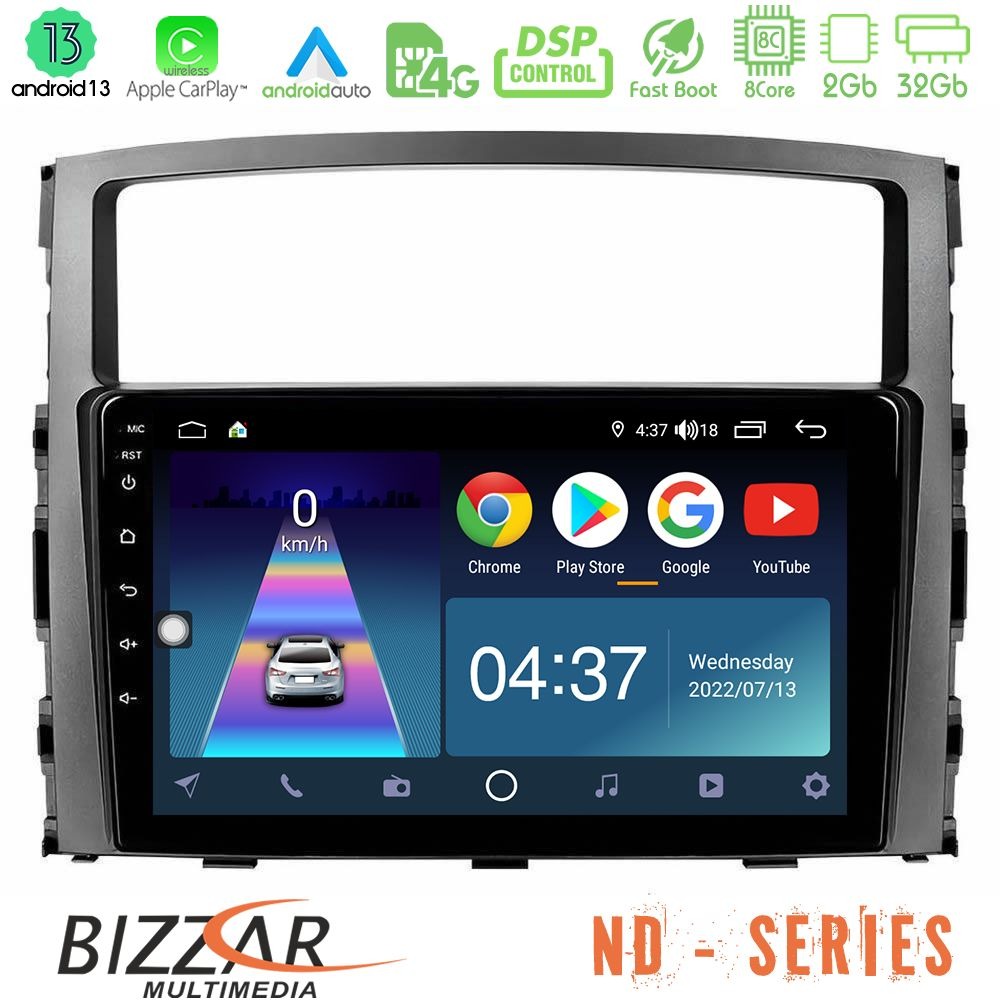 Bizzar nd Series 8core Android13 2+32gb Mitsubishi Pajero 2008-2009 Navigation Multimedia Tablet 9 u-nd-Mt0557