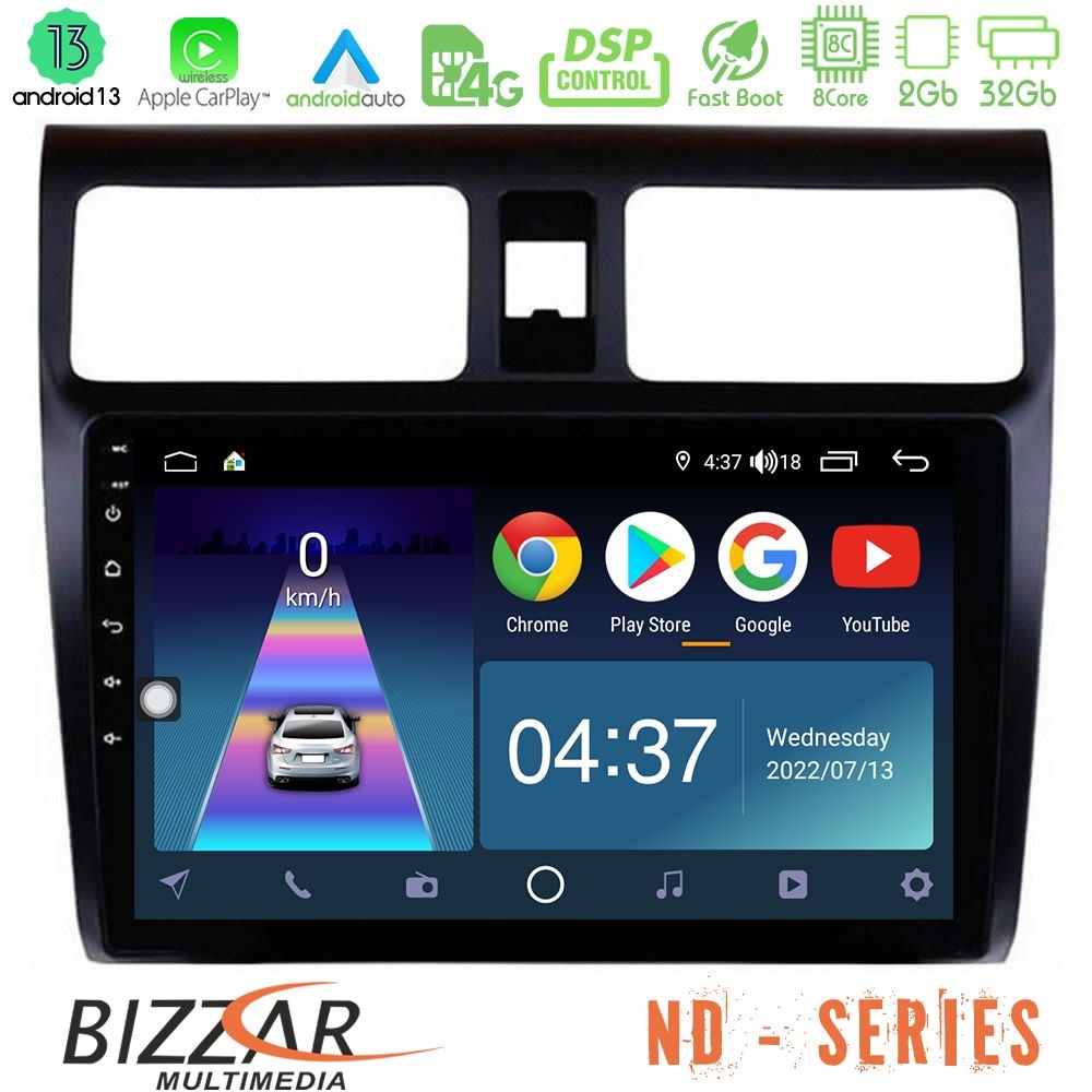 Bizzar nd Series 8core Android13 2+32gb Suzuki Swift 2005-2010 Navigation Multimedia Tablet 10 u-nd-Sz0255