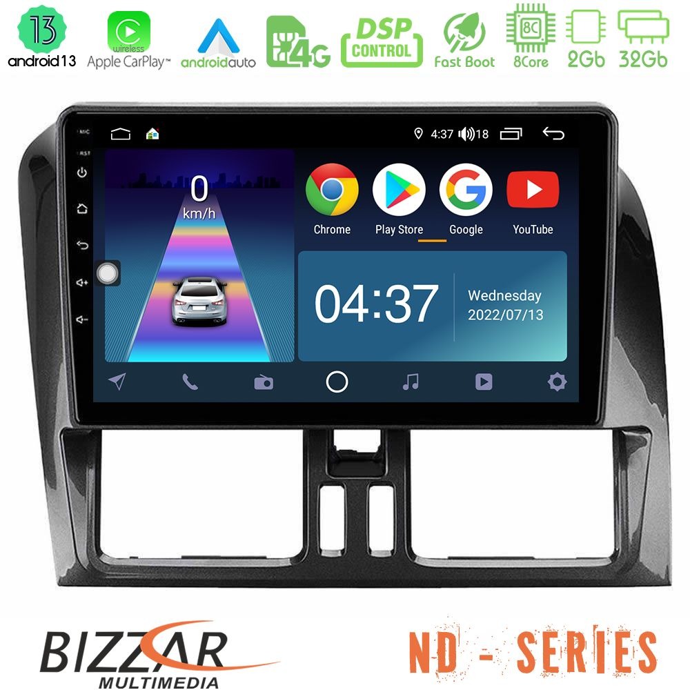 Bizzar nd Series 8core Android13 2+32gb Volvo Xc60 2009-2012 Navigation Multimedia Tablet 9 u-nd-Vl0468