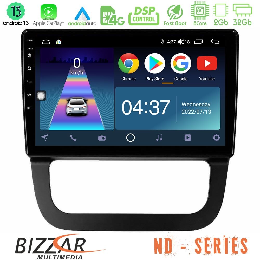 Bizzar nd Series 8core Android13 2+32gb vw Jetta Navigation Multimedia Tablet 10 u-nd-Vw087t