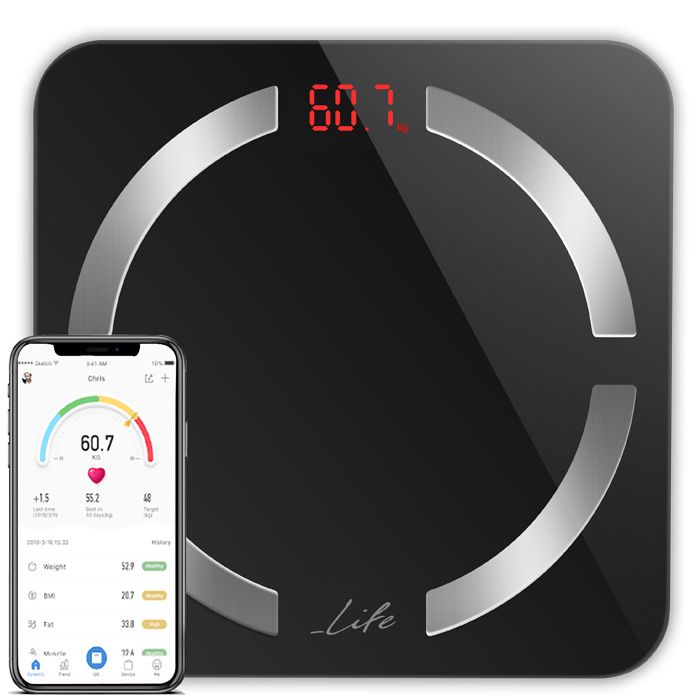 LIFE Smartweight BT Bluetooth ηλεκτρονική ζυγαριά μπάνιου με δωρεάν application και 12 μετρήσεις.