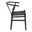 Καρέκλα Wishbone pakoworld rubberwood-σχοινί σε μαύρη απόχρωση 60x51x80εκ