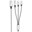 LAMTECH HIGH QUALITY 3 IN 1 USB CABLE WITH METALLIC SHELL SILVER 1M