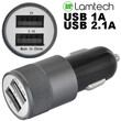 LAMTECH METAL 2 USB 2,1A CAR CHARGER FOR MOBILE PHONES BLACK