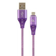 CABLEXPERT PREMIUM COTTON BRAIDED MICRO-USB CHARGING AND DATA CABLE 1M PURPLE/WHITE RETAIL PACK