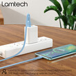 LAMTECH TYPE-C FLAT CHARGING CABLE 1M BLUE