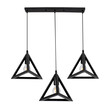 GLOBOSTAR® TRIANGLE 00621 Μοντέρνο Κρεμαστό Φωτιστικό Οροφής με Ντουί 3 x E27 AC 220-240V IP20 - Μαύρο - Μ70 x Π22 x Y130cm
