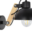 GloboStar® GRANT 00902 Μοντέρνο Επιτοίχιο Φωτιστικό Απλίκα Μονόφωτο 1 x E27 IP20 Μαύρο Μέταλλο με Μπεζ Ξύλο - Μ15 x Π23 x Υ22cm