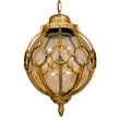 GLOBOSTAR® ETOILE 00987 Vintage Κρεμαστό Φωτιστικό Οροφής με Ντουί 1 x E27 AC 220-240V IP20 - Μπρούτζινο & Μελί - Μ28 x Π28 x Y38cm