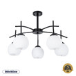 GloboStar® LUNA 01088 Μοντέρνο Φωτιστικό Οροφής Μπάλα Πολύφωτο 5 x E27 IP20 Μαύρο Μέταλλο με Λευκό Γυαλί - Μ60 x Π60 x Υ43cm