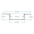 GLOBOSTAR® ALP-PLASTERIN GYPSO 70862-1M Χωνευτό Προφίλ Αλουμινίου Ειδικό για Γυψοσανίδα με Λευκό Γαλακτερό Πατητό Κάλυμμα για Ταινίες LED IP20 - Ασημί - Μ100 x Π8.8 x Υ2cm