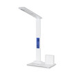 GLOBOSTAR® ZENTIME 76554 Μοντέρνο Επιτραπέζιο Φωτιστικό Γραφείου με Ασύρματη Φόρτιση 15W 3A & Ψηφιακό Ρολόι LED 3.5W 350lm 120° DC 5V με USB-C IP20 Ρυθμιζόμενο Λευκό CCT με Αφή 2700K/4500K/6000K Dimmable - Sanan SMD Chip - Μαύρο - Μ19.5 x Π25 x Υ50cm - 2 Χρόνια Εγγύηση