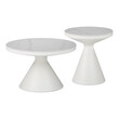 Βοηθητικά τραπέζια Coozlin Inart sintered stone σε απόχρωση λευκό μαρμάρου με λευκό μέταλλο