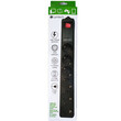 LAMTECH 6WAY SURGE PROTECTOR WITH 2xUSB 6xSCHUKO BLACK