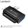 LAMTECH 2-IN-1 PORTABLE ADAPTER IP/USB-C MALE TO USB2.0 FEMALE BLACK