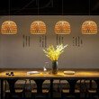 VenCore - Bamboo Light - Κρεμαστό Μονόφωτο E27 Boho Μπαμπού Φυσικό Πλέγμα - Μ35 x Π35 x Υ22cm