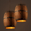 VenCore - Barrel Light - Κρεμαστό Μονόφωτο E27 Vintage Ξύλο Καφέ Βαρέλι - Μ22 x Π22 x Υ29cm