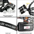 VenCore - Explorer Beam - Φακός Κεφαλής Τρίφωτος LED Επαναφορτιζόμενος Μαύρος Πλαστικό - Μεταλλικό Ρυθμιζόμενος με 2 x 18650 Μπαταρίες - Ψυχρό Λευκό 6000K