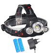 VenCore - Explorer Beam - Φακός Κεφαλής Τρίφωτος LED Επαναφορτιζόμενος Μαύρος Πλαστικό - Μεταλλικό Ρυθμιζόμενος με 2 x 18650 Μπαταρίες - Ψυχρό Λευκό 6000K