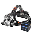 VenCore - Explorer Beam - Φακός Κεφαλής Τρίφωτος LED Επαναφορτιζόμενος Μαύρος Πλαστικό - Μεταλλικό Ρυθμιζόμενος με 2 x 18650 Μπαταρίες - Ψυχρό Λευκό 6000K