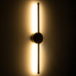 VenCore - Linear Duo Lume Round Base - Μοντέρνο Επιτοίχιο Δίφωτο LED 9W Μαύρο Αλουμίνιο με Ρυθμιζόμενο CCT Λευκό - Ημέρας - Θερμό - Χειρισμός CCT μέσω Διακόπτη On-Off