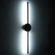 VenCore - Linear Duo Lume Round Base - Μοντέρνο Επιτοίχιο Δίφωτο LED 9W Μαύρο Αλουμίνιο με Ρυθμιζόμενο CCT Λευκό - Ημέρας - Θερμό - Χειρισμός CCT μέσω Διακόπτη On-Off