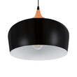 VenCore - Nordic Black Wood - Κρεμαστό Μονόφωτο E27 Μοντέρνο Μέταλλο-Ξύλο Μαύρο Καμπάνα - Μ35 x Π35 x Υ27cm