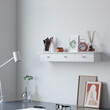 SONGMICS Επιτοίχιο Ράφι με 3 Συρτάρια 80 x 15 x 10 cm – Λευκό LWS085W01