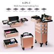 BAKAJI  Βαλίτσα Μακιγιάζ Αισθητικής Beauty Case 4 σε 1 Χρυσή με Αποσπώμενους Τροχούς 02841257