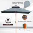 Ομπρέλα Outsunny Garden 3x3m με 8 μπαστούνια μπαμπού και κάλυμμα αντηλιακού 2 επιπέδων, γκρι 840-026CG