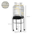 PawHut Bird Cage με 3 κούρνιες, 2 μπολ και 2 πλαϊνές πόρτες, σε ατσάλι, PP και ξύλο, 46x36x130 cm, Μαύρο D10-077