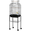 PawHut Bird Cage με 3 κούρνιες, 2 μπολ και 2 πλαϊνές πόρτες, σε ατσάλι, PP και ξύλο, 46x36x130 cm, Μαύρο D10-077