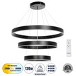 GLOBOSTAR® VENOM TRIO 61188 Μοντέρνο Κρεμαστό Φωτιστικό Οροφής LED 120W 14158lm 120° AC 220-240V IP20 Ρυθμιζόμενο Λευκό CCT με Χειριστήριο από 2700K έως 6000K Dimmable - Lumileds SMD Chip - Μαύρο Ματ - Μ80 x Π80 x Υ60cm - 3 Χρόνια Εγγύηση