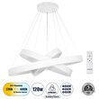GLOBOSTAR® VENOM TRIO 61189-DECO Μοντέρνο Κρεμαστό Φωτιστικό Οροφής LED 120W 14158lm 120° AC 220-240V IP20 Ρυθμιζόμενο Λευκό CCT με Χειριστήριο από 2700K έως 6000K Dimmable - Lumileds SMD Chip - Λευκό Ματ - Μ80 x Π80 x Υ60cm - 3 Χρόνια Εγγύηση