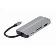 GEMBIRD USB TYPE-C 8IN1 MULTI-PORT ADAPTER (HUB+HDMI+VGA+PD+CARD READER+STEREO AUDIO) SILVER