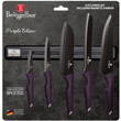 Berlinger Haus σετ Μαχαίρια από Ανοξείδωτο Ατσάλι 6τμχ με Επιτοίχια Μαγνητική Βάση, Purple Eclipse Collection bh-2702