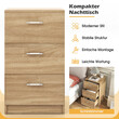 Costway Κομοδίνο με 3 Συρτάρια για Κρεβάτι Boxspring 38 x 35 x 66 cm Φυσικό Χρώμα HW61149NA