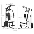 HOMCOM Fitness Station με βάρη 45kg για οικιακή και επαγγελματική προπόνηση, Πολυλειτουργικό Steel Gym, 135x103x210cm, Μαύρο A91-176