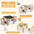 Costway Σετ Τραπέζι και Καρέκλες 4-σε-1 για Παιδιά με Αποθηκευτικό Χώρο και Αναστρέψιμες Επιφάνειες HY10080GR