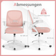 Costway Εργονομική Καρέκλα Γραφείου με Αναδιπλούμενα Μπράτσα και Λειτουργία Κλίσης Ροζ CB10935PI