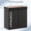 Costway  Καλάθι ρούχων με καπάκι 105 L με 2 αφαιρούμενους σάκους, Μαύρο 60 x 35 x 60 εκ. JV12142BK
