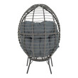 Πολυθρόνα Nestie  pakoworld wicker rattan γκρι-μεταλλικό γκρι πόδι-γκρι μαξιλάρι 102x80x155εκ